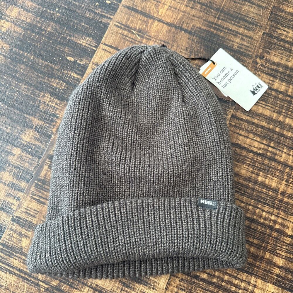 REI ribbed watch cap Beanie Briarsmoke Heather One Size NWT